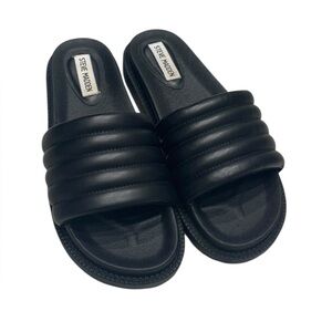 Steve Madden puffy slides in black